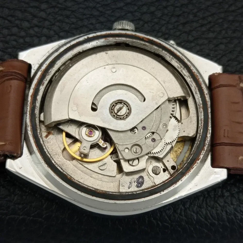 Vintage 1984 Ricoh Automatic Mens Silver Watch W/daydate & Gold accents